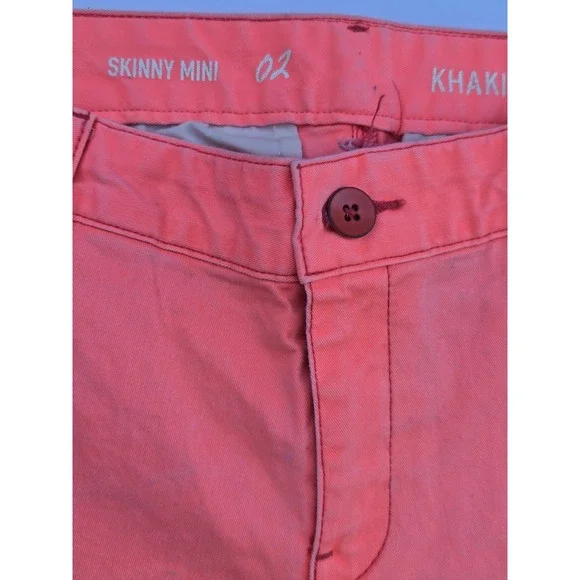 Gap Pants Women's 2 Pink Skinny Ankle Khaki Stretch Cotton Blend Chino Preppy - Picture 4 of 5